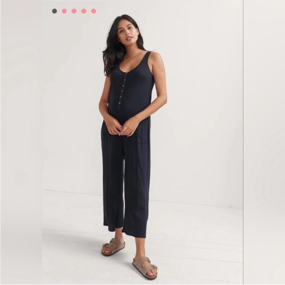Hatch Black Sleeveless Button-Front Jumpsuit
